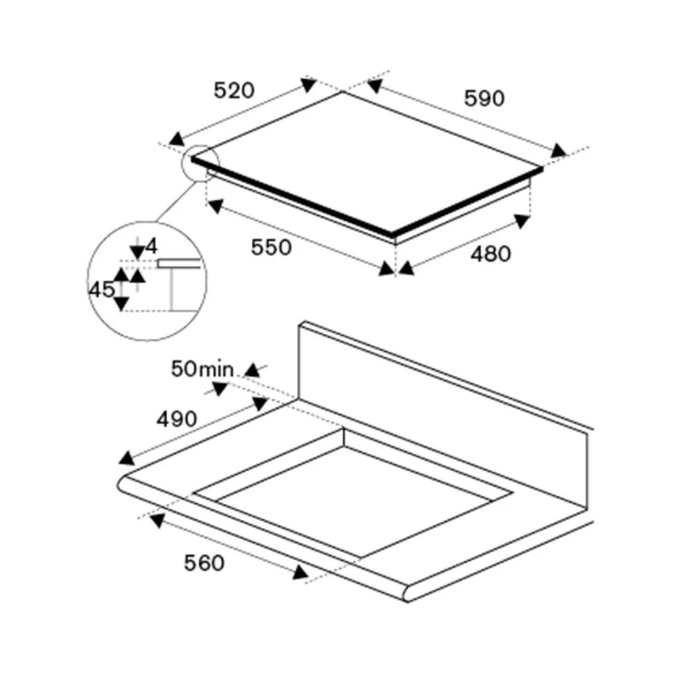 Индукционная варочная панель 60 см, 4 зоны, 2 мультизоны P604IM2B2NE-20