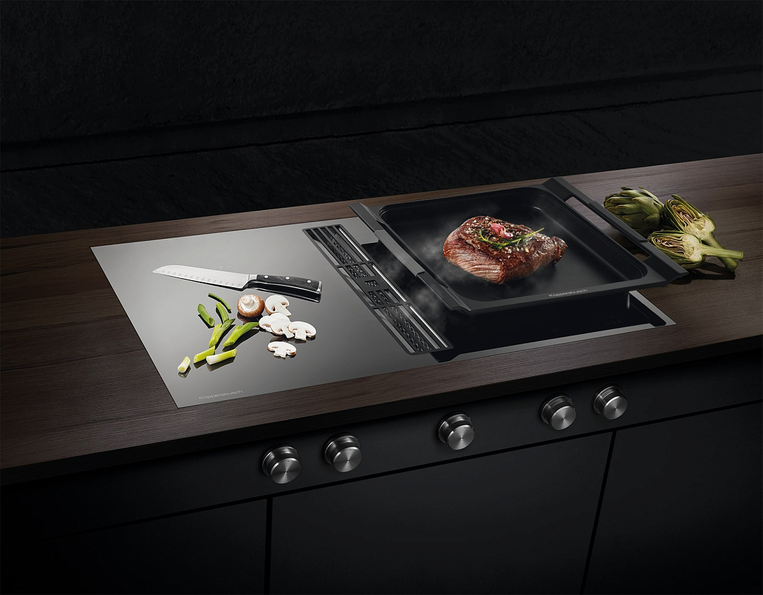 Индукционная варочная панель с вытяжкой Kuppersbusch KMI 9850.0 SR Stainless Steel (отгружается KMI